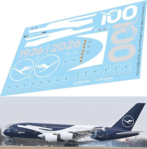 1/144 Decals for Airbus A380 800 Lufthansa 100 Years TB Decal TBD1173