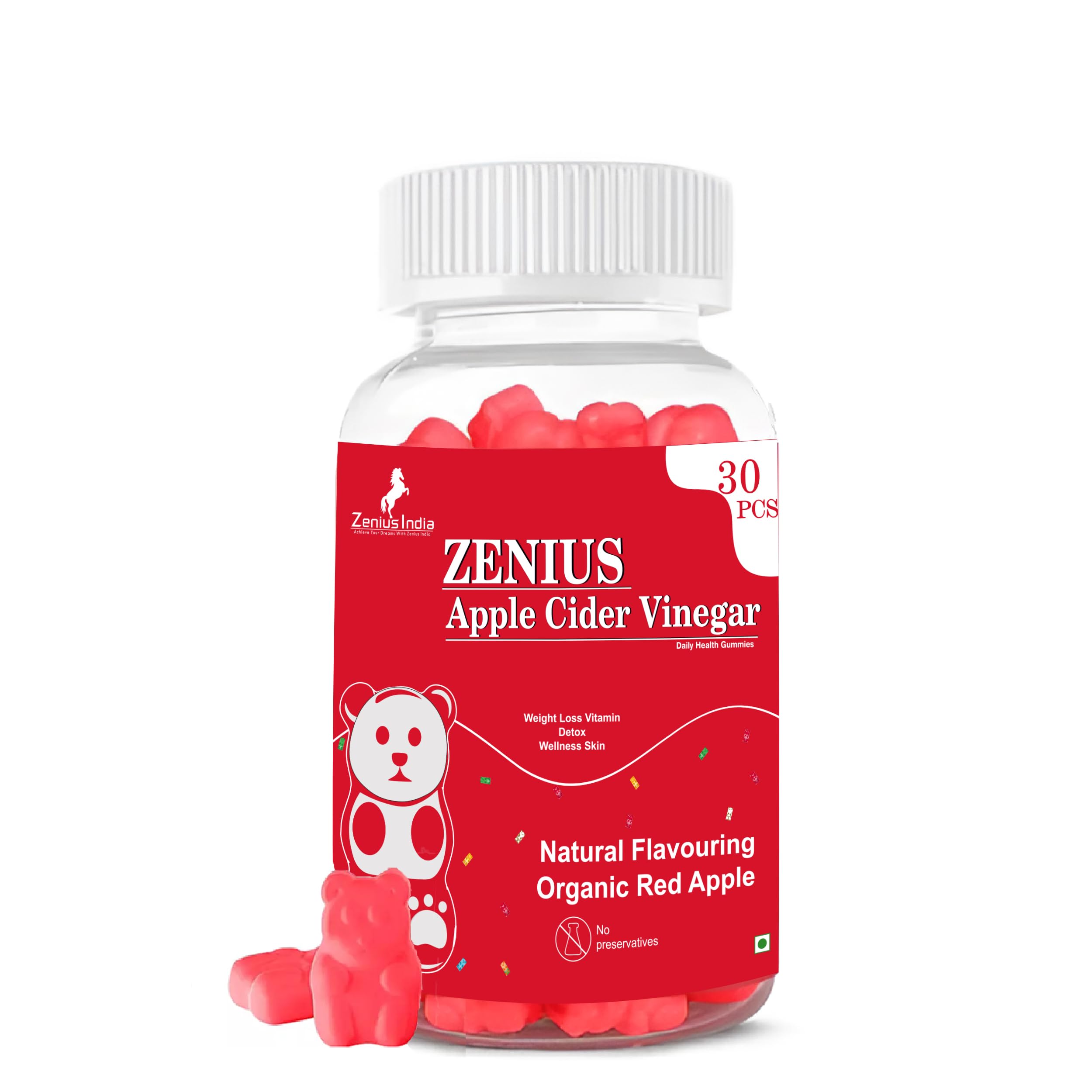 Zenius Apple Cider Vinegar ACV Gummies with Mother | Unfiltered & Unpasteurized | For Weight Management, Reduced Bloating | Red Apple Flavor - 30 Gummies-image-42