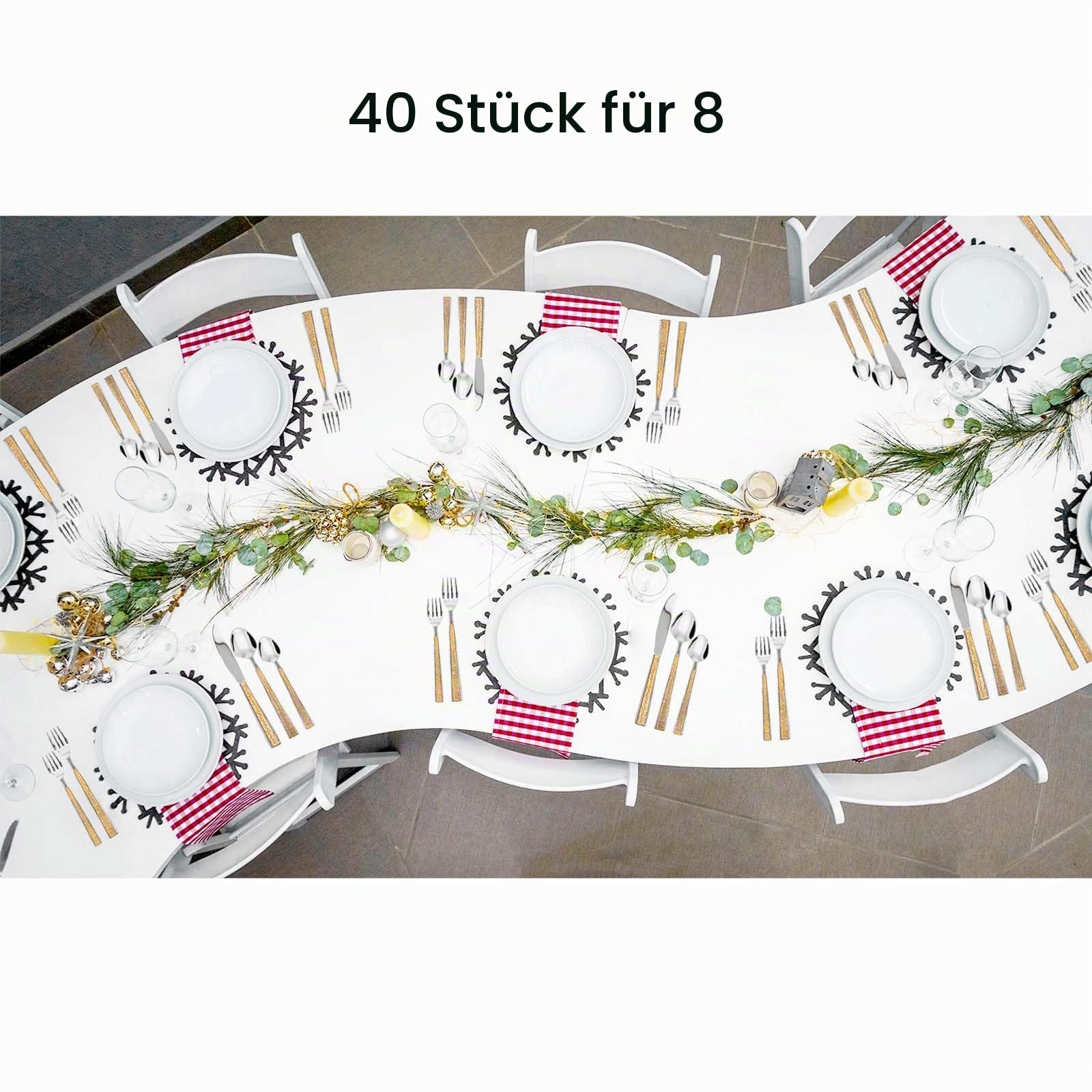 SNAIL GARDEN 40-teiliges Edelstahl-Besteck-Set für 8 Personen, Besteck mit Goldrand mit Messern, Gabeln, Löffeln – Spülmaschinenfest für Hochzeit, Einweihung und Täglichen Gebrauch
