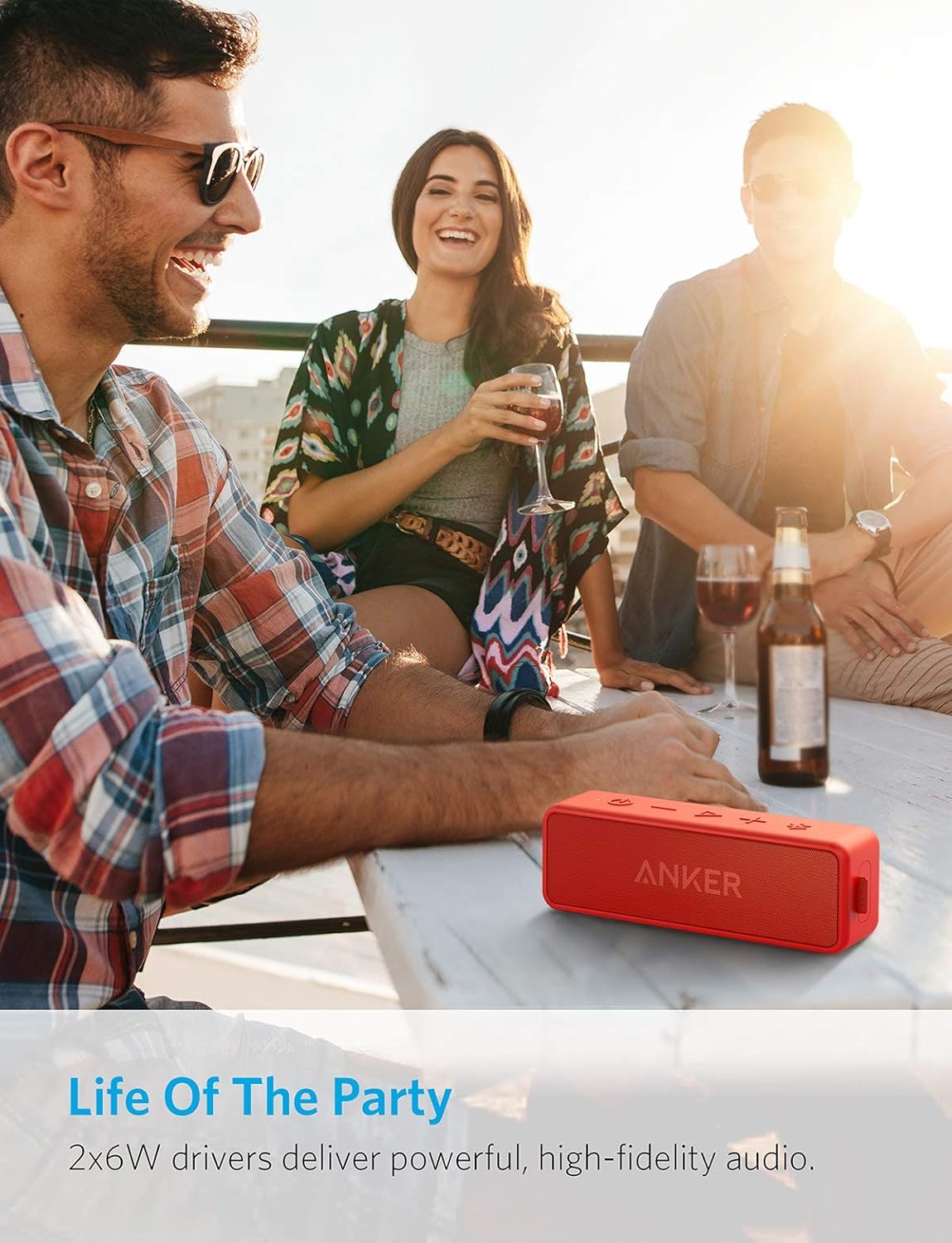 Anker Soundcore 2 Portable Bluetooth Speaker with 12W Stereo Sound, Bluetooth 5, Bassup, IPX7 Waterproof, 24-Hour Playtime, Wireless Stereo Pairing, Speaker for Home, Outdoors, Travel : Electronics
