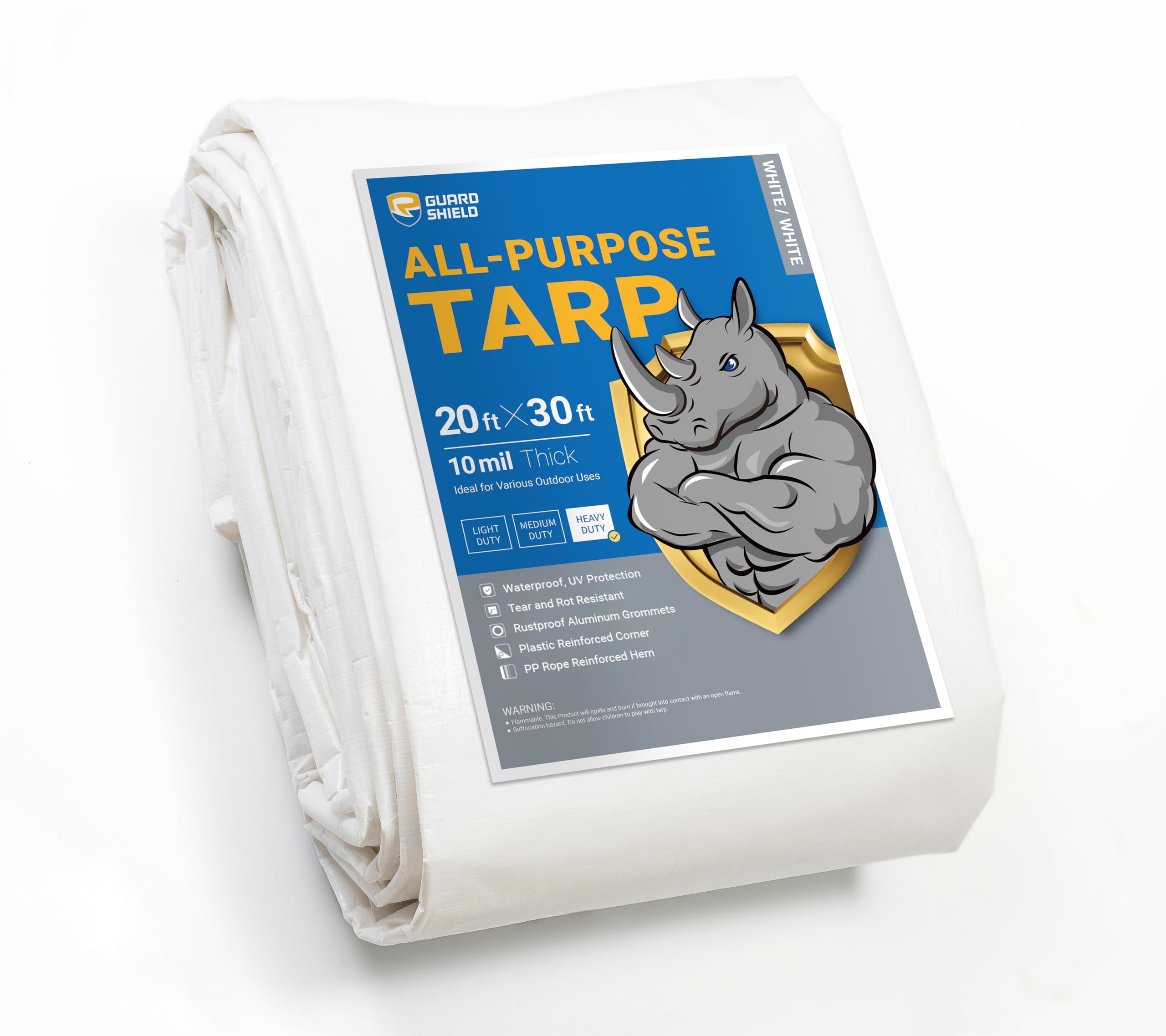 STARPYNG 10 Mil Clear/White Tarp - 20x30 Feet Heavy Duty Waterproof Mesh For Greenhouse, Canopy & Outdoor - View #4