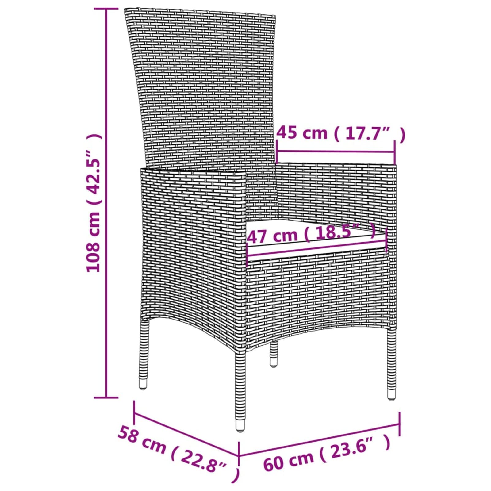 Salon de jardin en rotin pour 8 personnes avec 6 chaises de jardin, meubles de jardin, salle à manger, table de jardin, table de jardin, beige