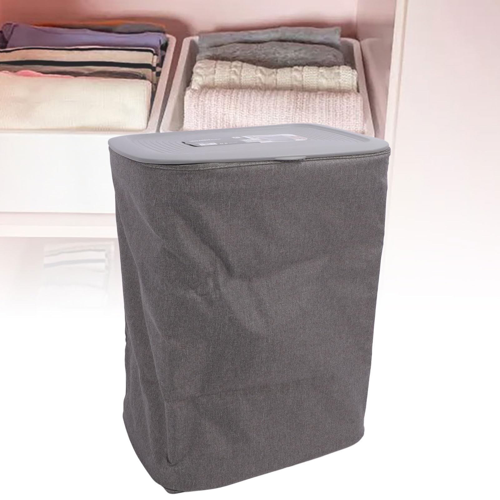 Cesto Portabiancheria Portatile in Tessuto, Doppio Scomparto, Organizer per Bagno, Camera da Letto, Ripostiglio, Bianco (S50L)