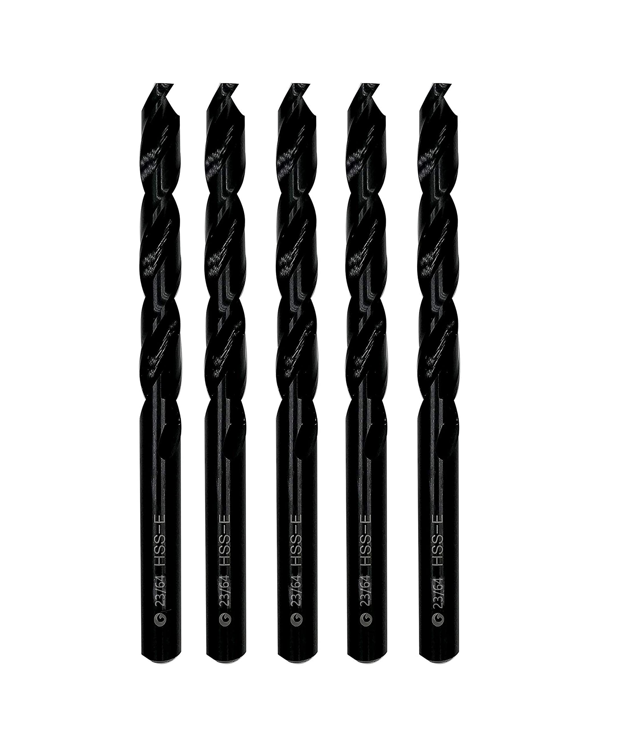 DelitonGude 23/64 inch HSS M35 Cobalt Twist Drill Bits,High Speed Steel,Pack of 5,Suitable for Hard Metals, Stainless Steel, Cast Iron and Other Hard