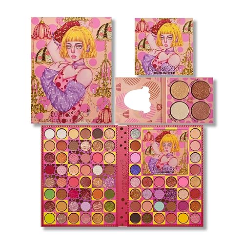 KEVIN & COCO - Paleta de sombras de ojos de 84 colores con temática de lunares, artículo imprescindible para niñas, adecuado para varias ocasiones,