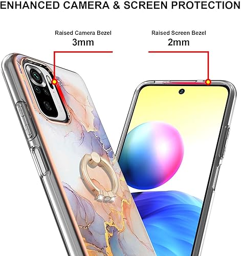 Miniatura 3 de XYX Case Compatible with Xiaomi Redmi Note 10 4G, Sparkling Marble TPU IMD Bumper Hybrid Protective Phone Cover with 360 Rotating Ring Kickstand for