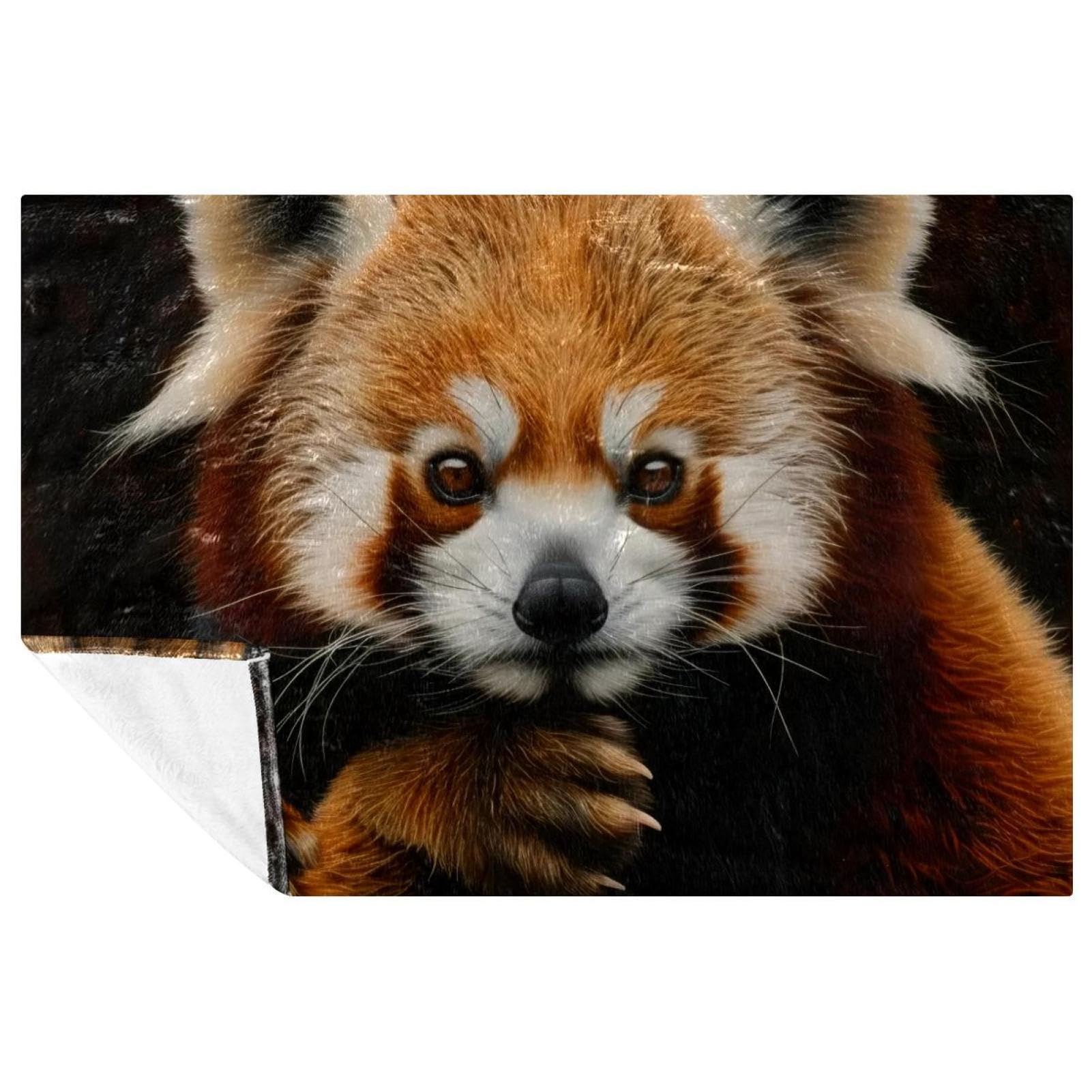 Couverture lit canapé pique-nique camping plage panda rouge 150x100