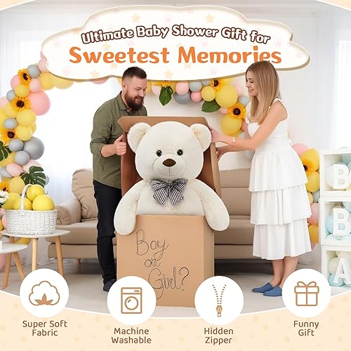Miniatura 3 de MorisMos Oso de peluche gigante, blanco, regalos de peluche para novias, niñas, Navidad, día de San Valentín, 55 pulgadas