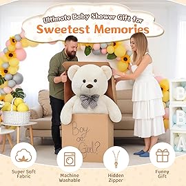 MorisMos Big Teddy Bear, 55inch Large Teddy Bear Plush, Lifesize Stuffed Animals Gifts for Girlfriend, Boyfriend, White