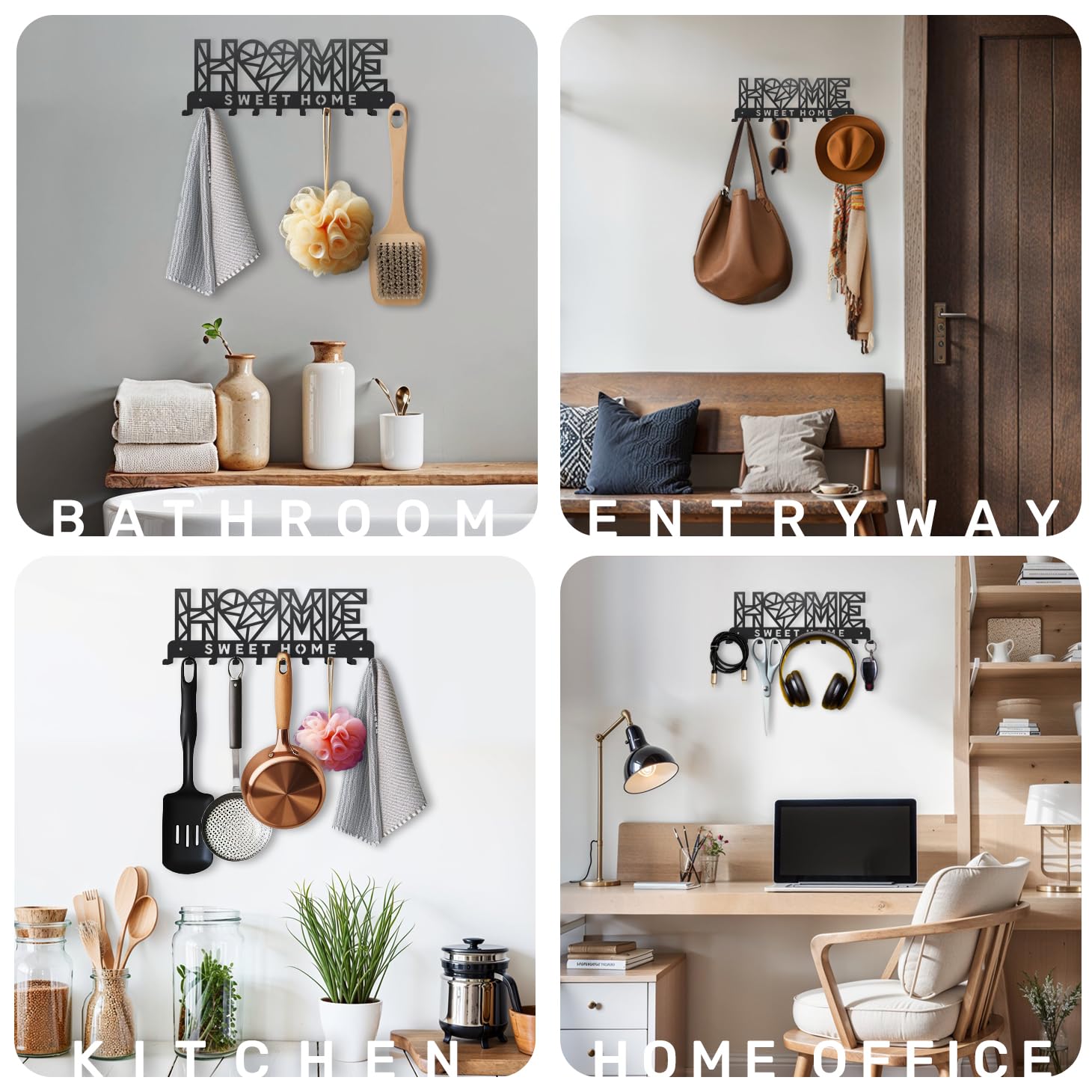 Portachiavi Da Parete SirHoldeer 'Home Sweet Home' - Design In Metallo Con 10 Ganci - Foto 3