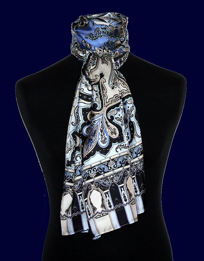 Lorenzo Cana Damen Seidenschal Paisleymuster Schaltuch aus 100% Seide 50 cm x 165 cm Damentuch 89070