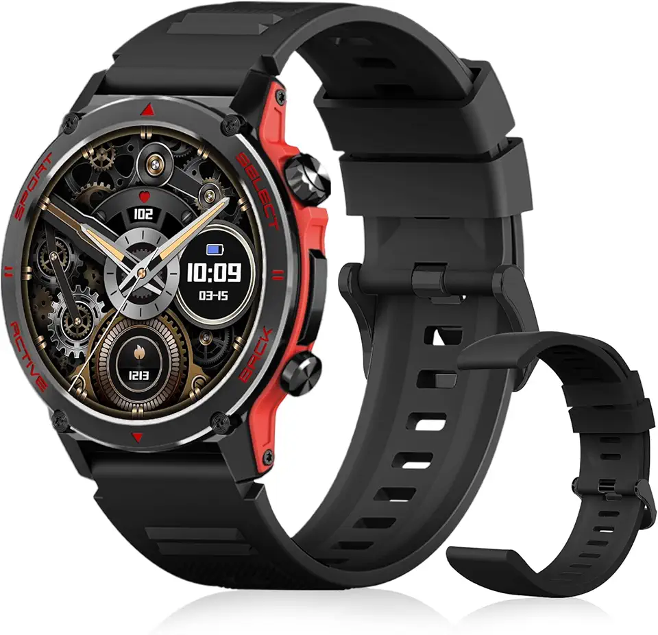 Smartwatch PEJE ZW13 Relógio Smartwatch com Pulseira Extra - Tela AMOLED 1.43" Tela Full Touch, À Prova d'Água IP68, Faz Chamadas Bluetooth, 123+ Esportes, Bateria 5-7 Dias, iOS/Android. (Preto)