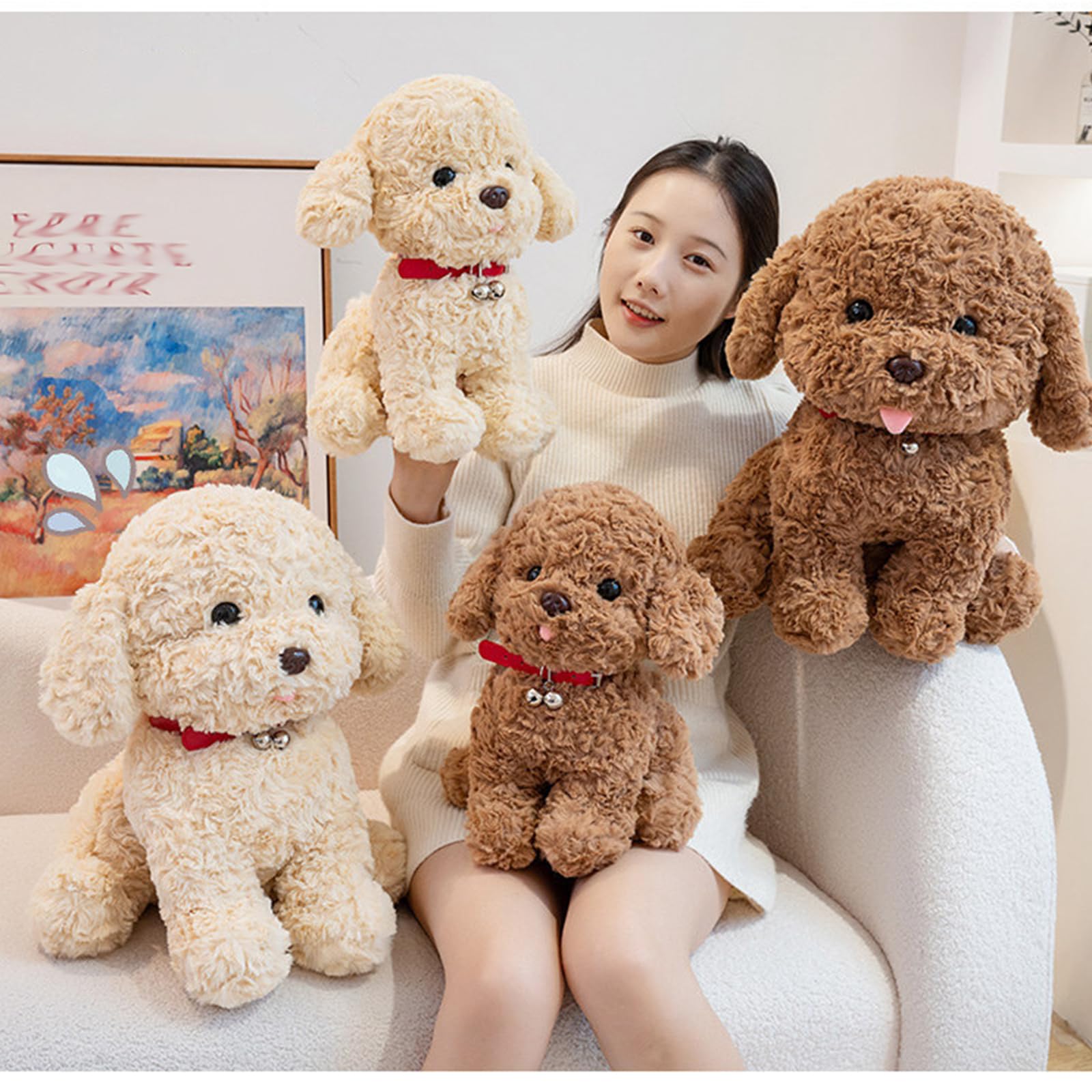 Hund Kuscheltier, 25/35/45cm Teddy-Hund Plüschtier, Stofftier Plüsch Puppe Kuscheltiere, Geschenk für Jungen Mädchen (braun,45CM)