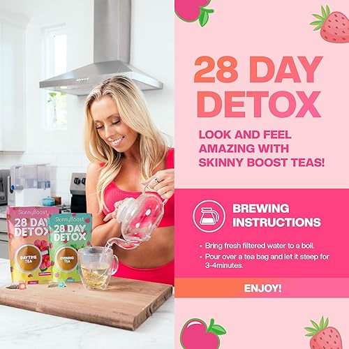Miniatura 5 de Skinny Boost Té de Desintoxicación Nocturno - MANZANA CANELA - 14 Bolsitas Total, Apoya la Desintoxicación y Limpieza, Reduce la Hinchazón, 100%