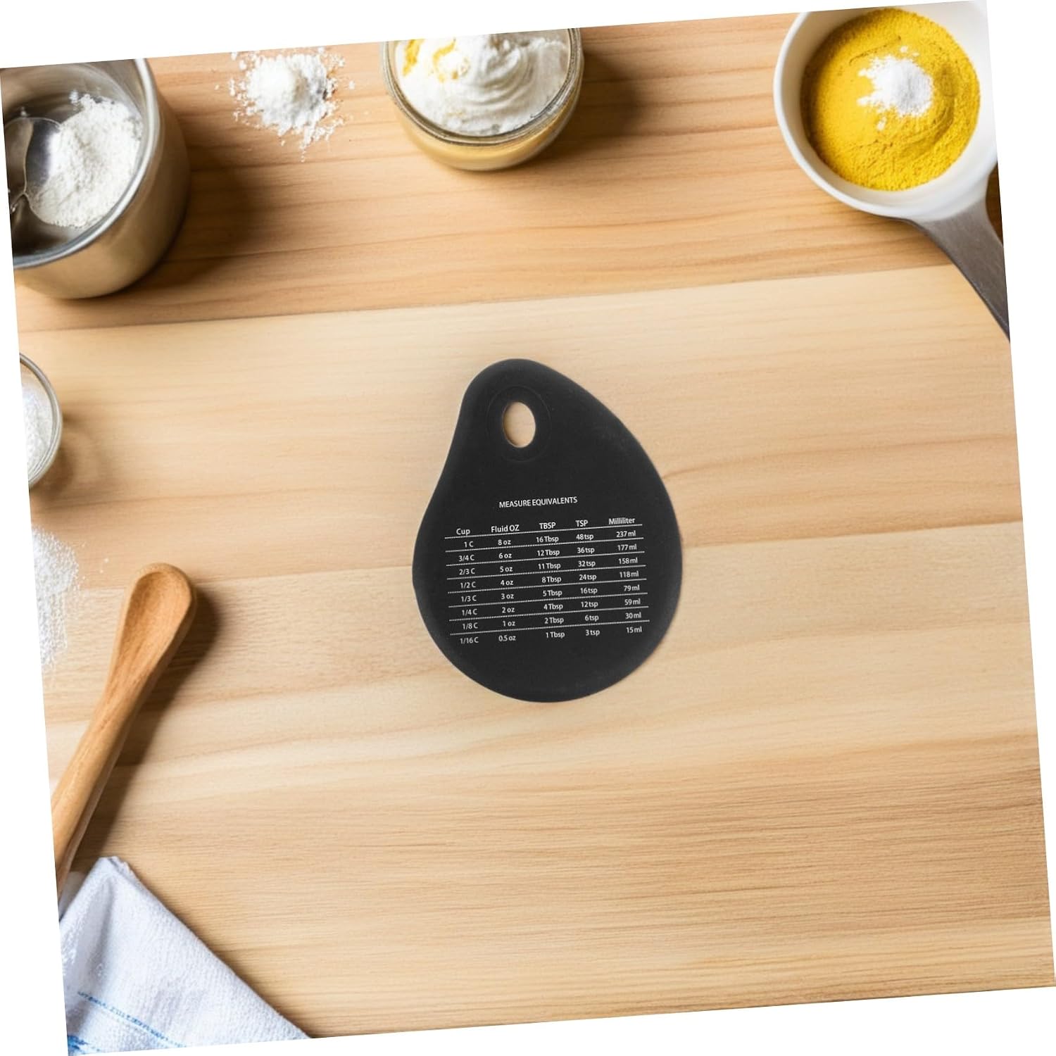 Silicone Dough Scraper Set Baking Dough Cutting Tool with Precise Measurement 4pcs and Kitchen Conversion Chart Sturdy Black Silicone Utensils for Cooking and Baking