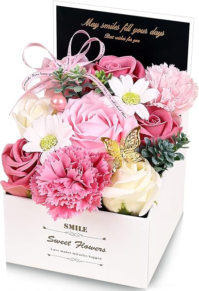 ソープフラワー 母の日 ギフト 卒業式 誕生日プレゼント 女性 贈り物 造花 ブーケ 置き型 ホワイトデー 結婚式 お返し 記念日 枯れない花 MIITO (ピンク) - 1