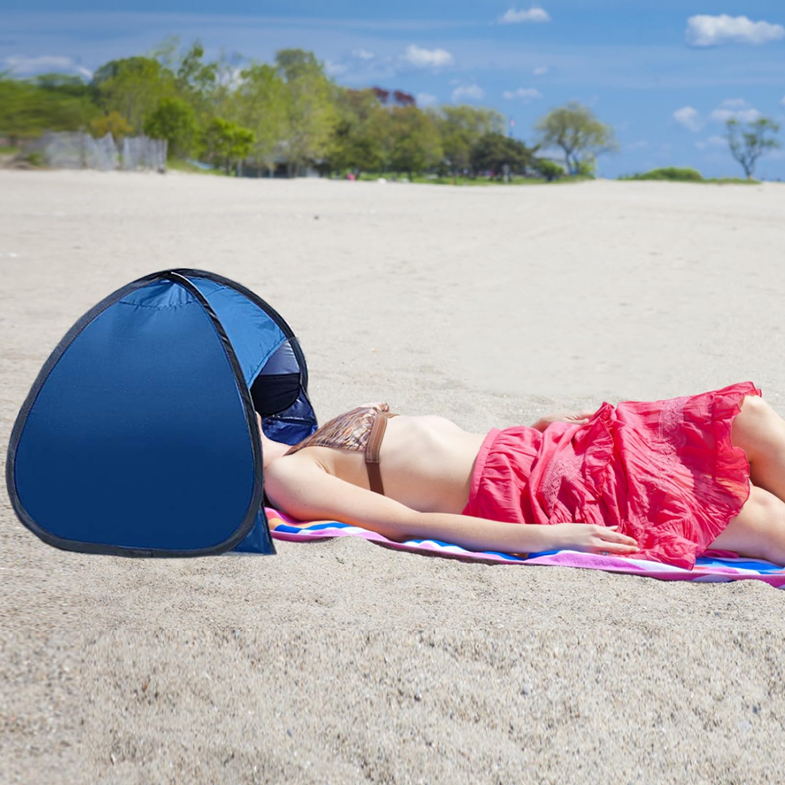 Tenda Da Spiaggia Pop-up, Piccola, Per Bambini E Adulti, Con Porta Telefono E Custodia Da Trasporto