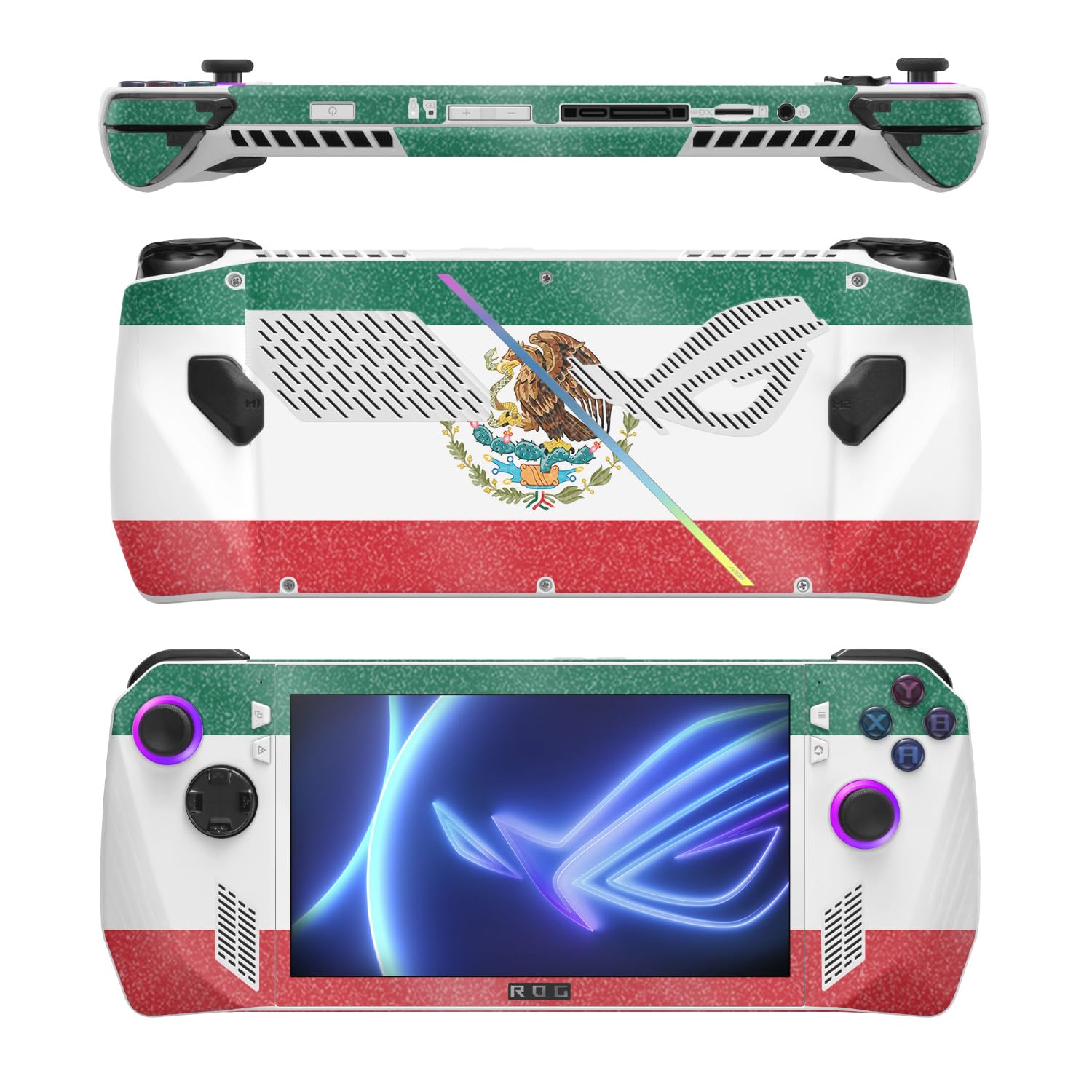 MightySkins Glossy Glitter Skin Compatible with Asus ROG Ally - Mexican Flag | Protective, Durable High-Gloss Glitter Finish | Easy to Apply