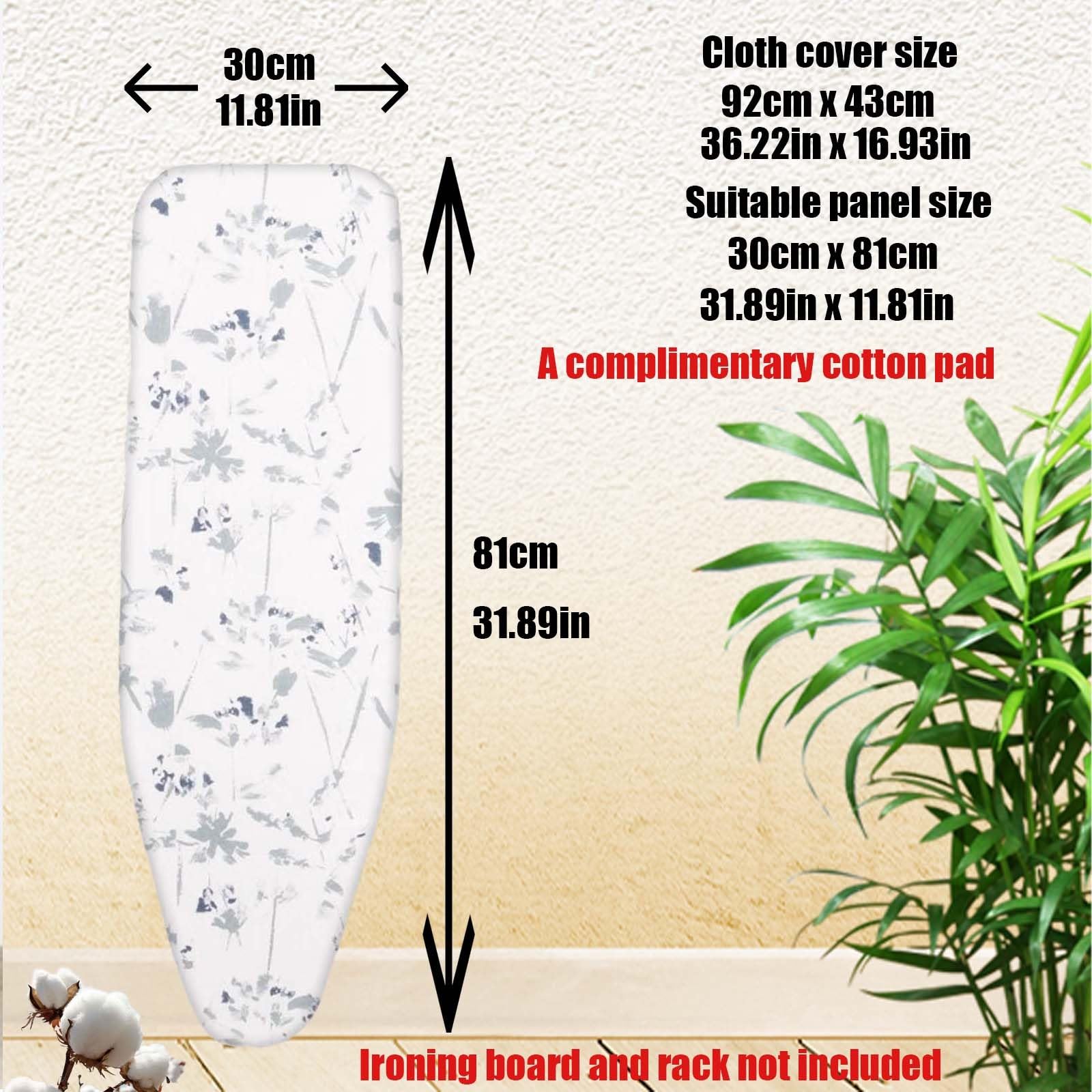 Funda para tabla de planchar resistente, 128 x 40 cm, funda acolchada de repuesto con cordón, se adapta a mesas de planchar estándar, diseño de ramas de árbol, duradera y fácil de usar