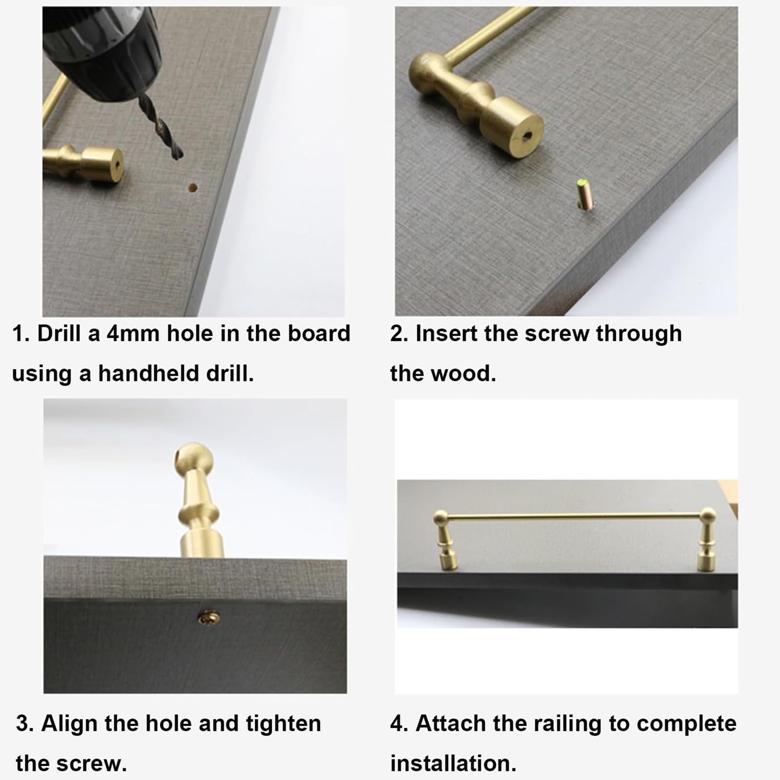 Regalschutzleiste, dekoratives Metall-Regalschutzleisten-Set, 14-42 Zoll verstellbare Kippschiene für Holz-/Galerieregale, Gold 4er-Pack (22 Zoll/56 cm) - Ideale Schranksicherung für Glaswar