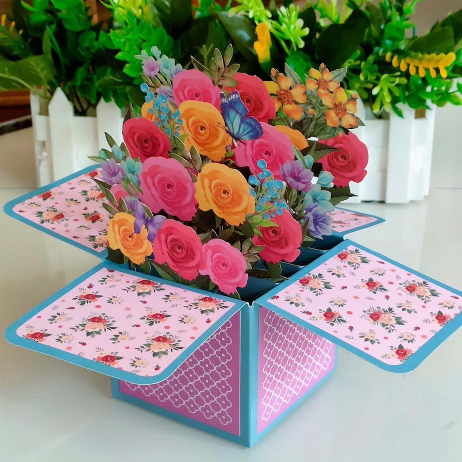 Design By Violet Biglietto Festa Della Mamma – Cartolina Floreale Con Finitura In Oro E Busta Rosa, 15x15 Cm, Interno Bianco Per Scrivere