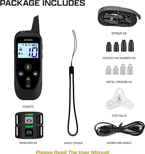 Miniatura 8 de INVIROX X2 - Collar de choque para perros grandes edición 2023 Collar de entrenamiento de perros de 123 niveles rango de 1100 yardas 100 impermeable