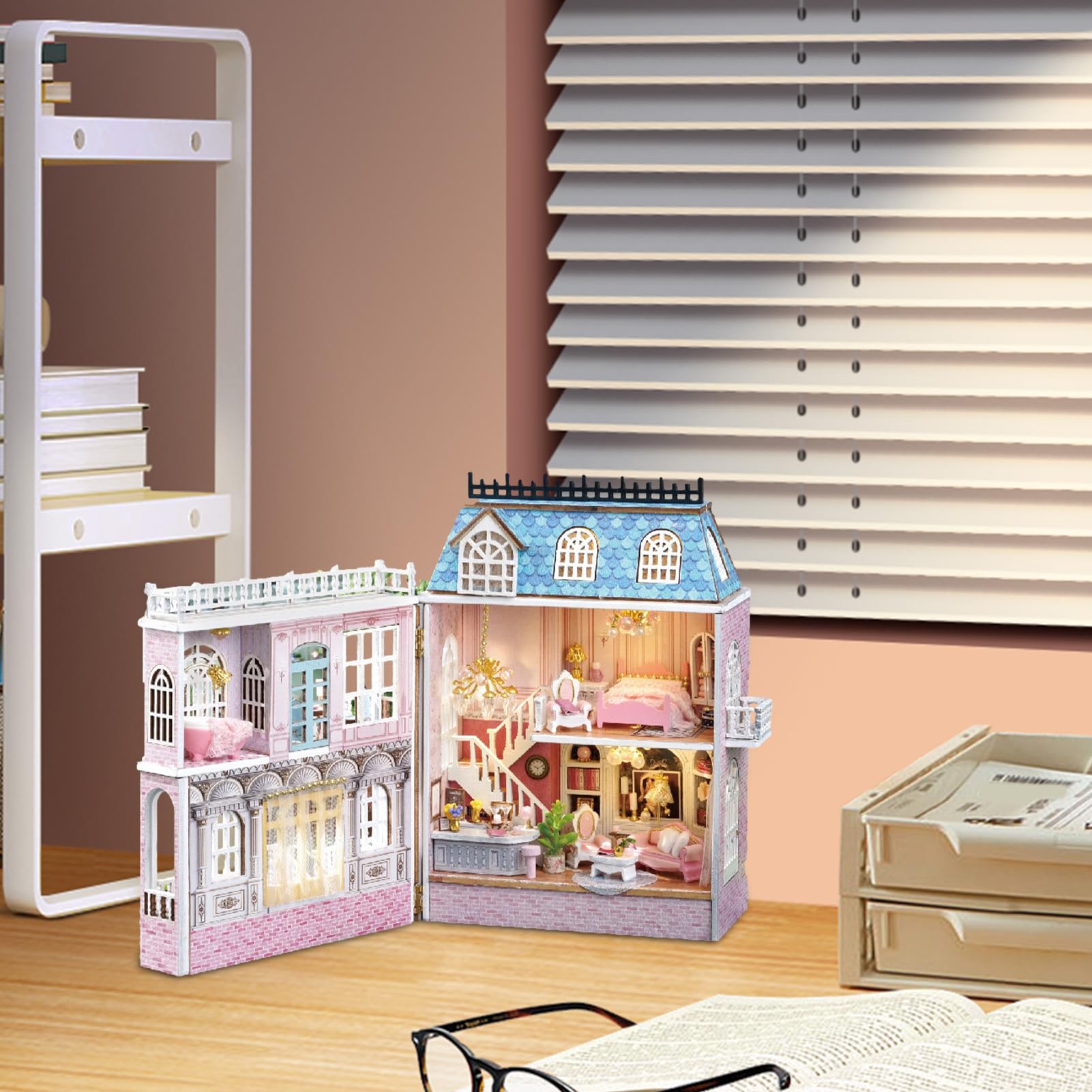 Amazon.co.jp: ミニチュアハウスキット |家具とLEDを備えたドール