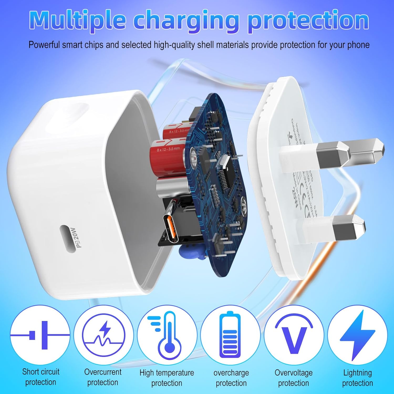 USB C Plug,20W USB C Fast Charger Plug, For iPhone Charger Adaptor UK Compatible with iPhone 16/15/14/14 Plus/14 Pro/14 Pro Max/13 12 11 X XR XS SE/Pad-1Pack 4 7176CwvPHEL. AC SL1500