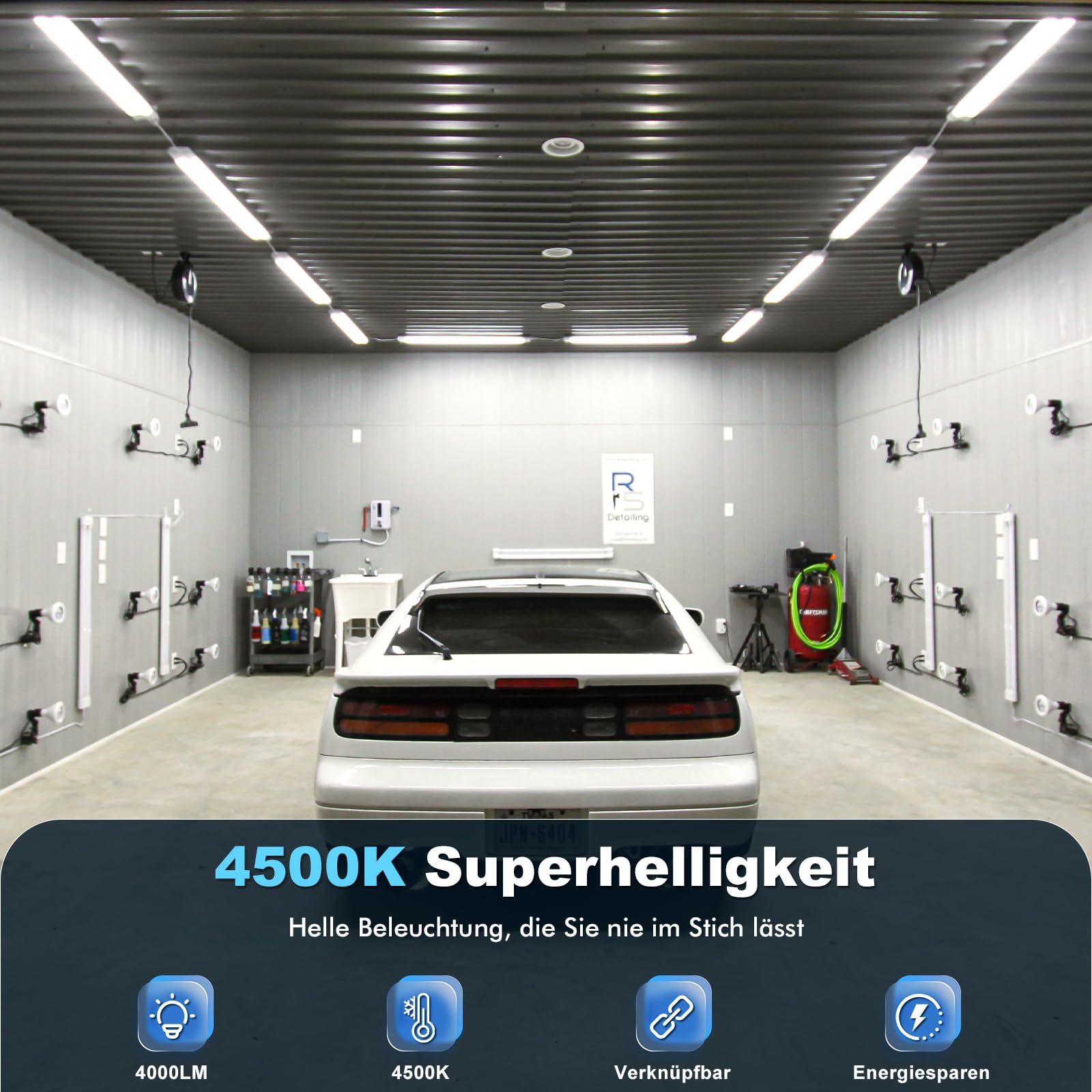 LED Feuchtraumleuchte | 115CM Werkstattlampe, 40W 4800LM Deckenleuchte Röhre - 2er IP54 Wasserdicht Neutralweiß 4500K Verknüpfbar Neonröhre mit Bewegungsmelde für Büro Garage Werkstatt Keller
