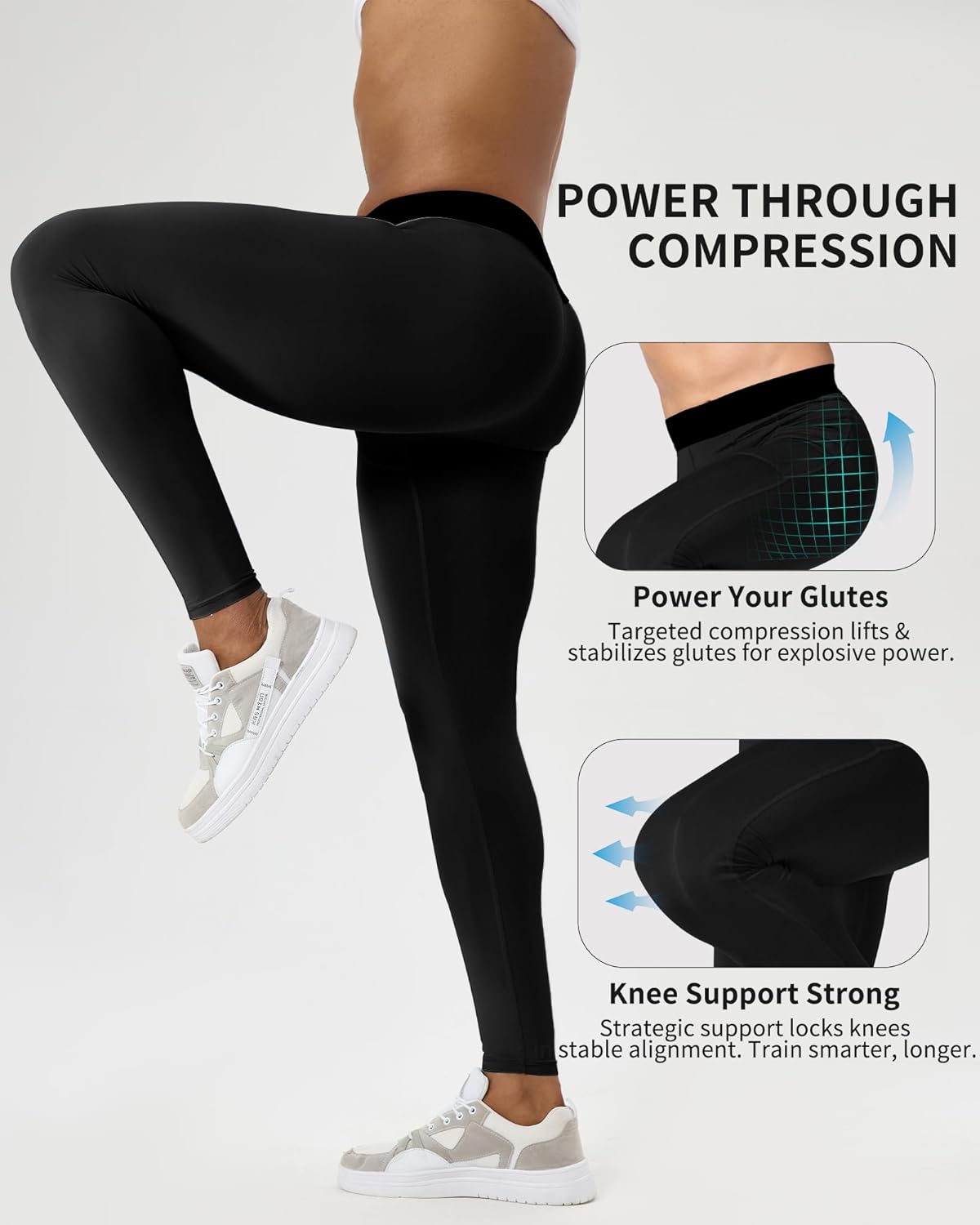 Mens Compression Pants Running Leggings Workout Athletic Tights Cool Dry Base Layer for Basketball Cycling Yoga - Image 6