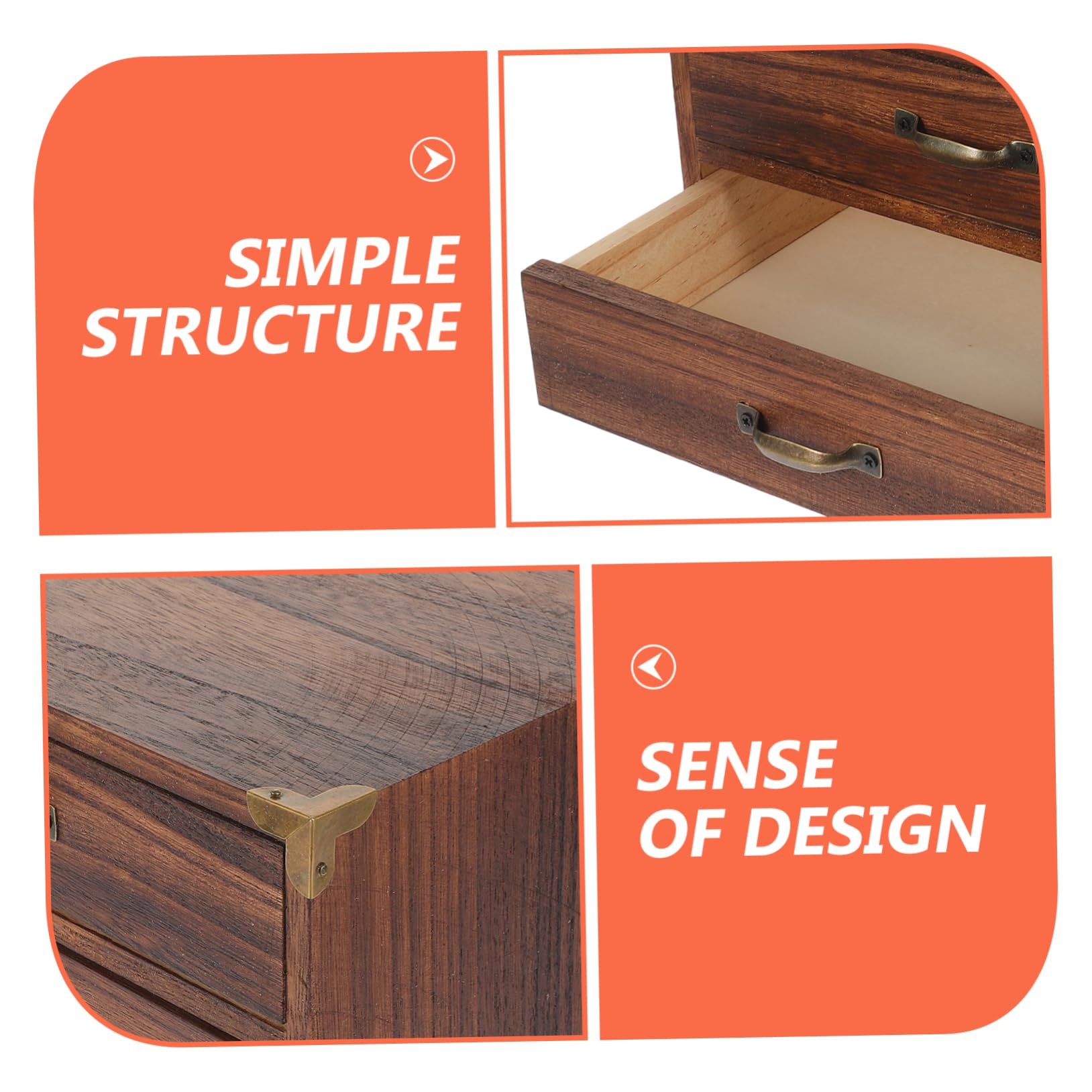 Scatola portaoggetti da scrivania in legno, elegante organizer con cassetti per ufficio o casa, perfetta per oggetti artigianali, piccoli oggetti e decorazioni rustiche