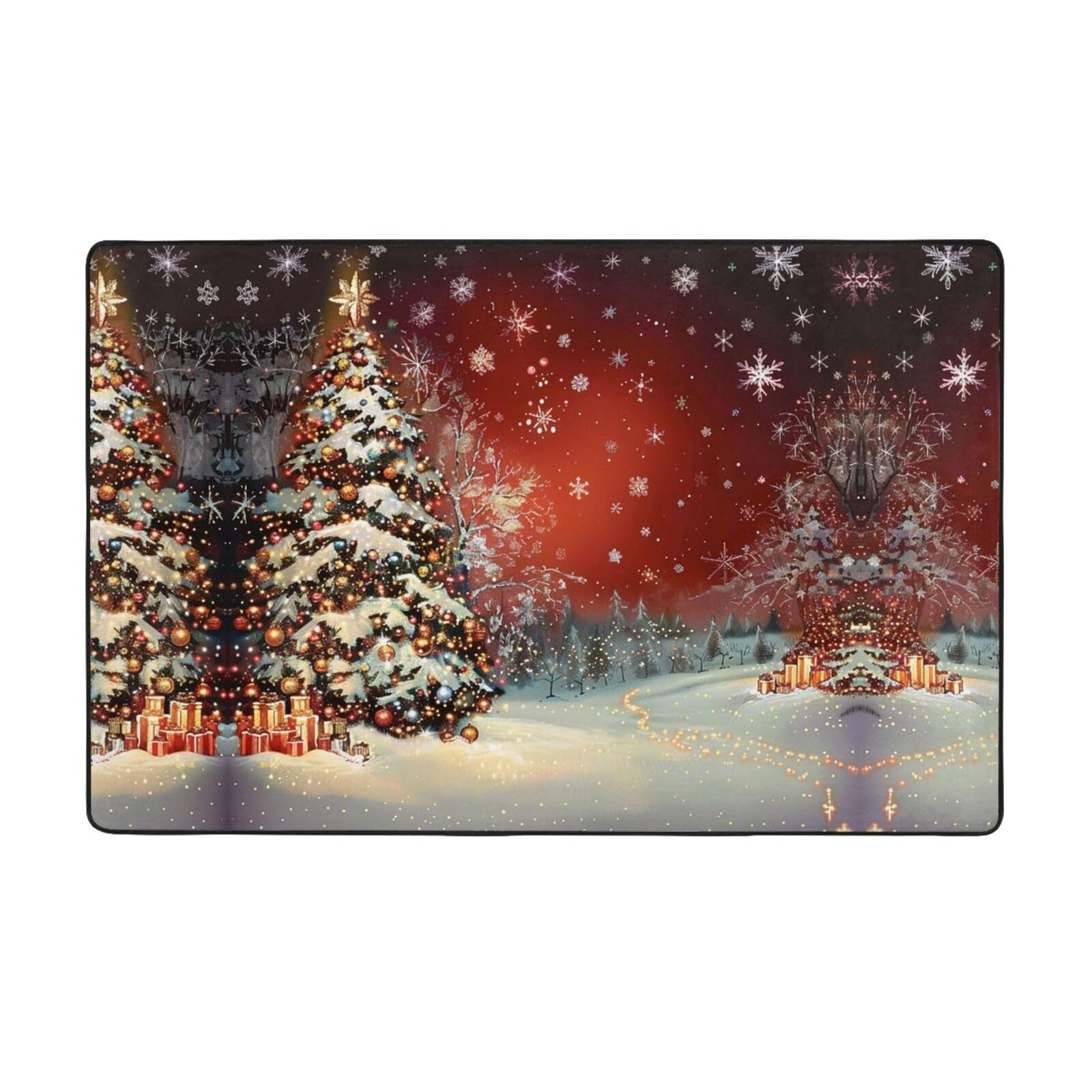 Tapis de Noël en peluche 152x99 cm avec mémoire de forme pour salon
