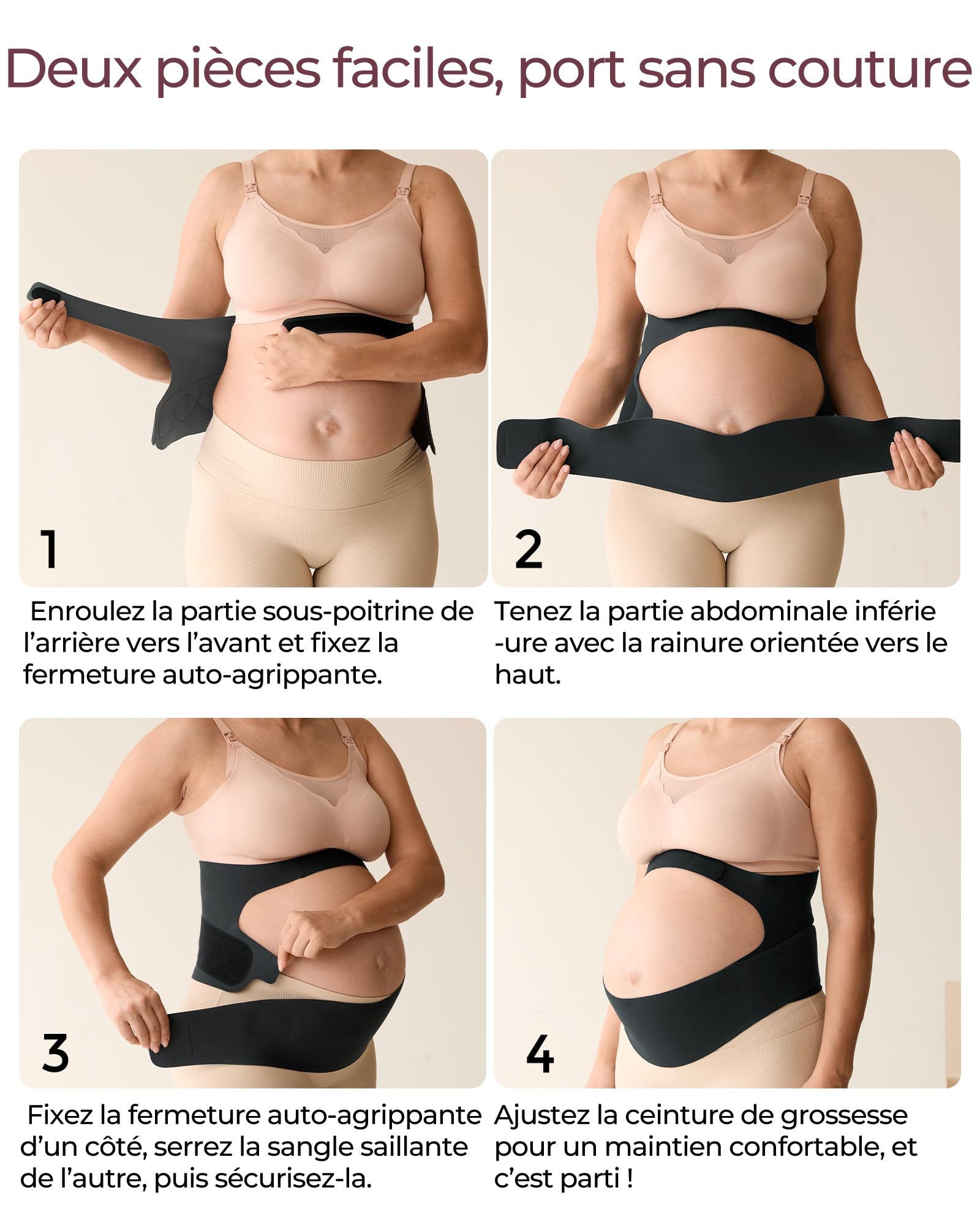 AUSYIWI Ceinture De Grossesse Maternité - Soutien Doux, Respirant Et Ajustable Pour Soulager Les Douleurs