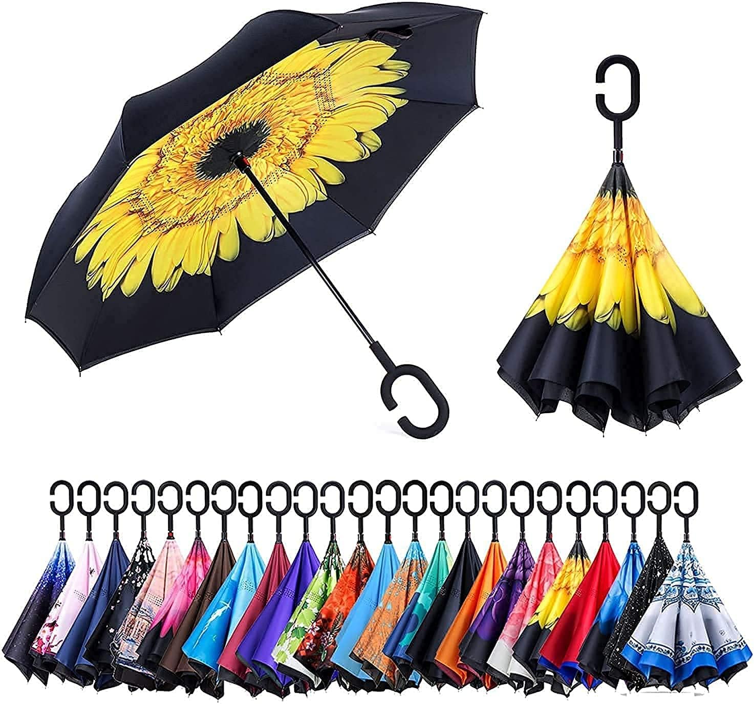 RIDHI ENTERPRISERIDDHI Collection Umbrella Windproof, Reverse Umbrella, Umbrellas for Women with UV Protection, Upside Down Umbrella with C-Shaped Handle