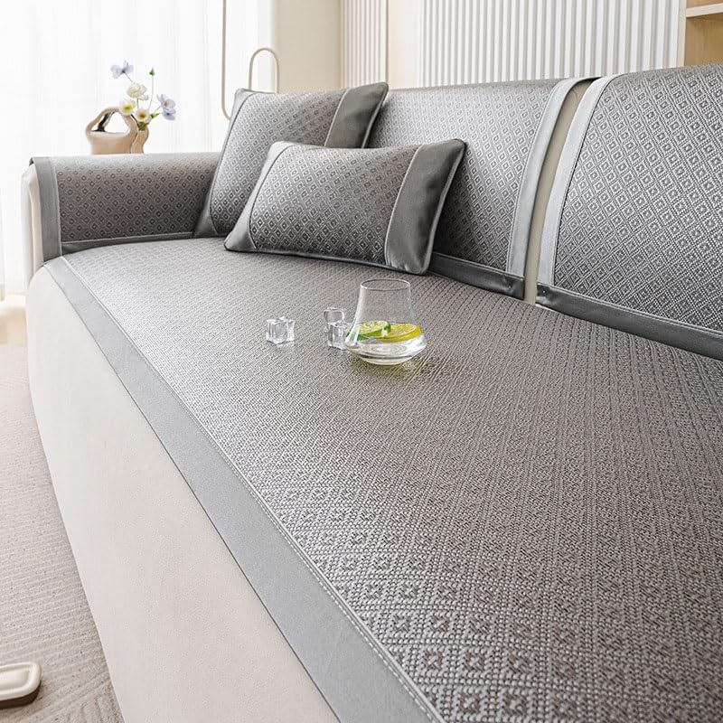 Tapis de canapé rafraîchissant pour un salon frais en été | Housse de protection grise 160cm