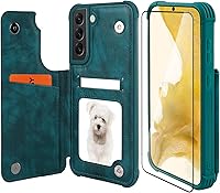 Vista 12 de VANAVAGY Funda compatible con Galaxy S22 Ultra tipo cartera con bloqueo RFID, piel sintética, cierre magnético, función atril y función atril