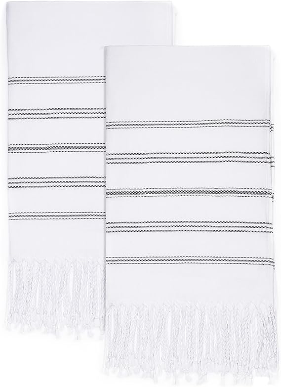 Amazon.com: cabanana Turkish Hand Towels for Bathroom - Set of 2 Cotton ...