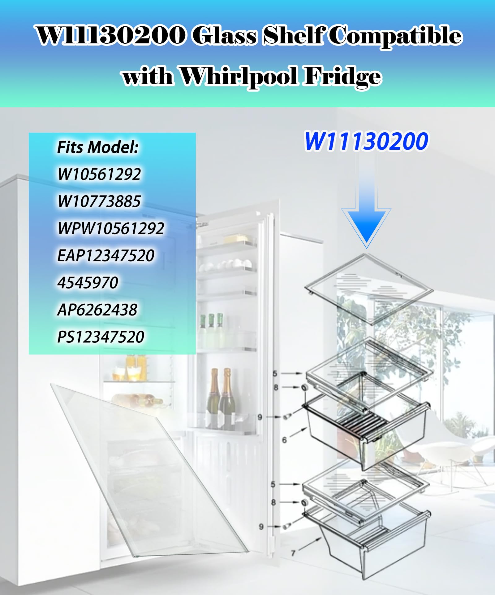 Amazon.com: W11130200 WRS571CIHZ04 Freezer Glass Shelf 17.5