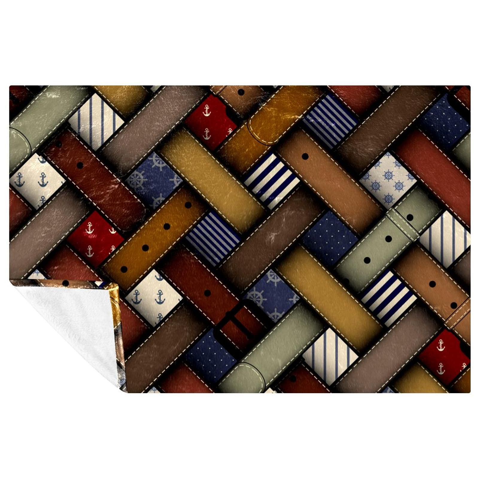 Plaid chaud et doux pour pique-nique et camping au design diagonale