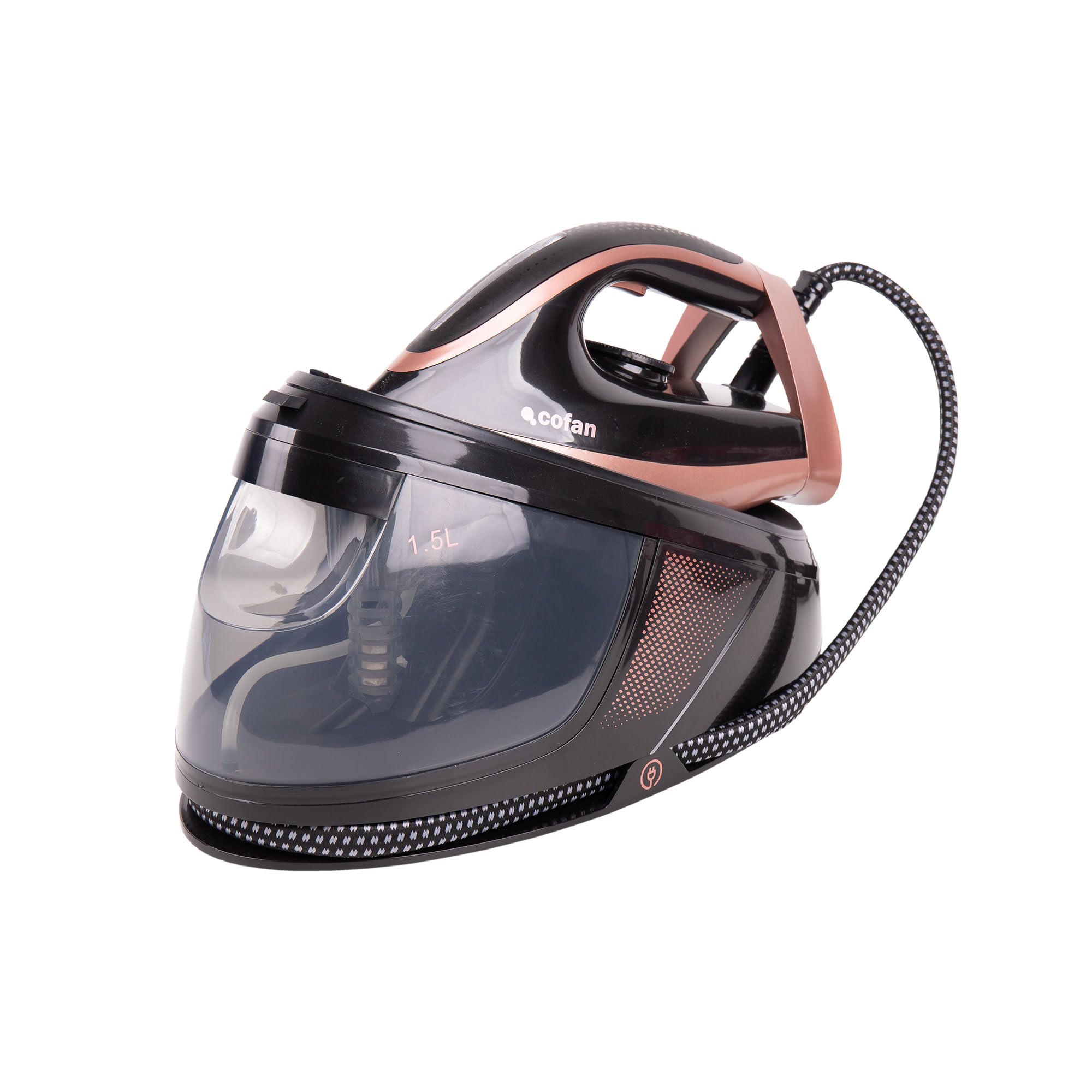 Cofan Centro de planchado 3100 W con depósito extraíble 1,5 litros, 8 bares, Vapor continuo 120 g/min, Suela de Cerámica, Autolimpieza y Apagado automático
