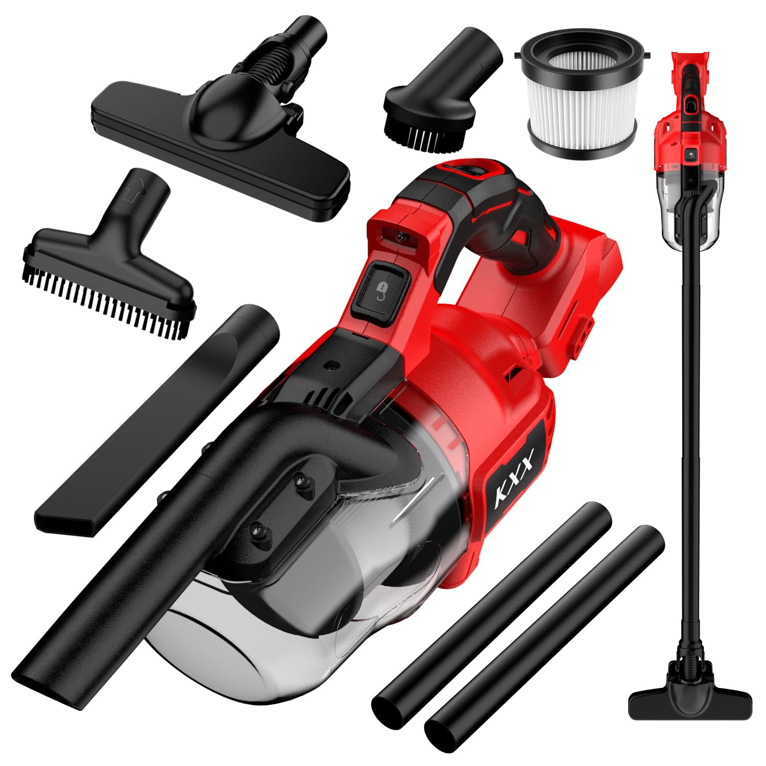 Cordless Vacuum for Milwaukee M18 Battery, 5 in 1 Handheld Electric Vacuum Cleaner with 500W Powerful Motor, 46 CFM Portable Hand Vacuum with Filtration HEPA for Floor, Carpet, Car (Tool Only)