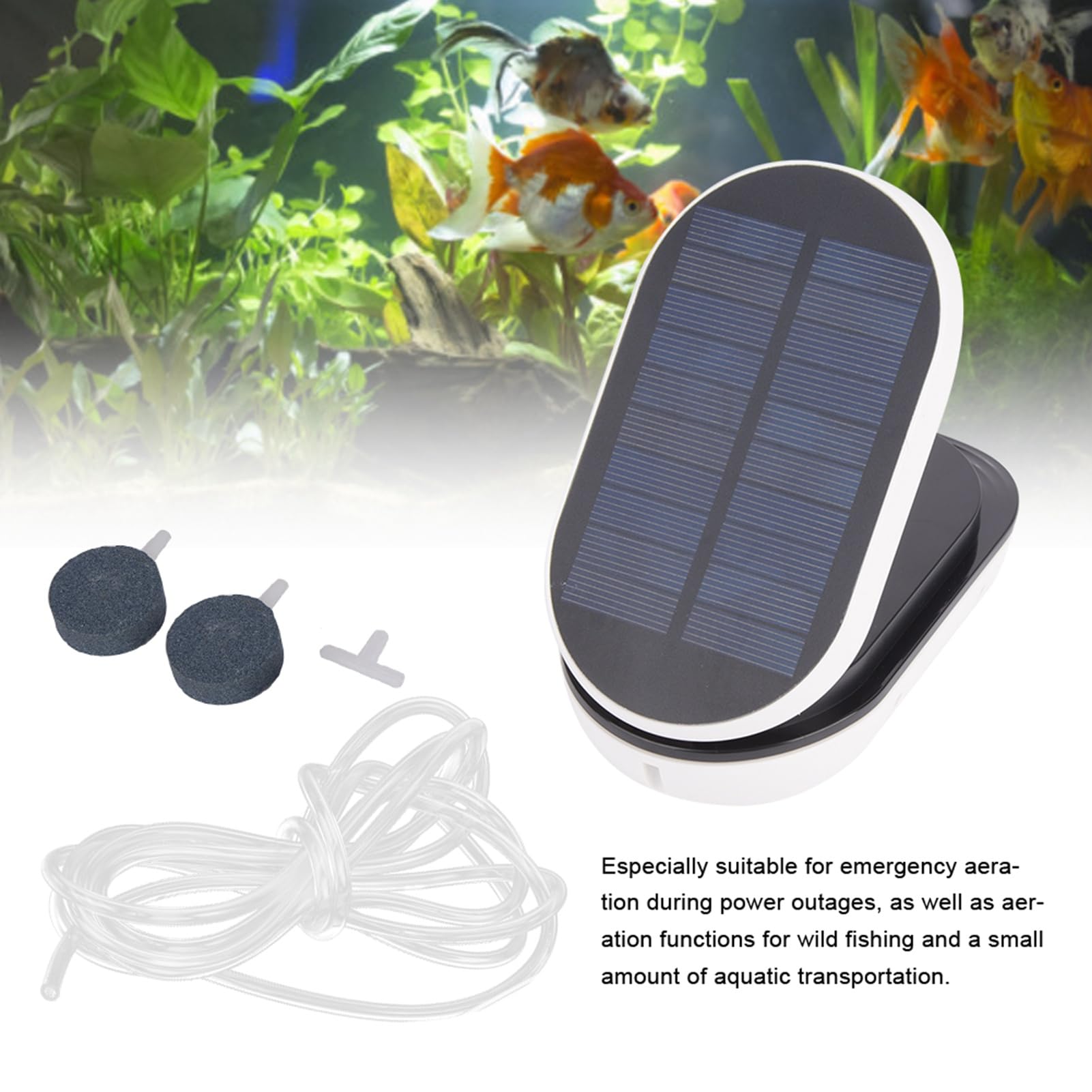 Aeratore per Ossigenatore Ad Energia Solare per Acquari Pompa Ad Aria a 3 Livelli Batteria a Lunga Durata
