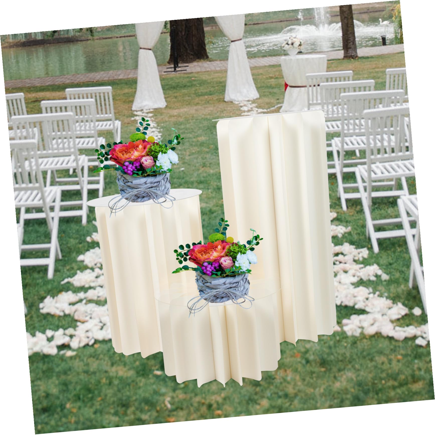 Colonne de Papier Pliable Décoration Blanche, avec Couvercle Acrylique