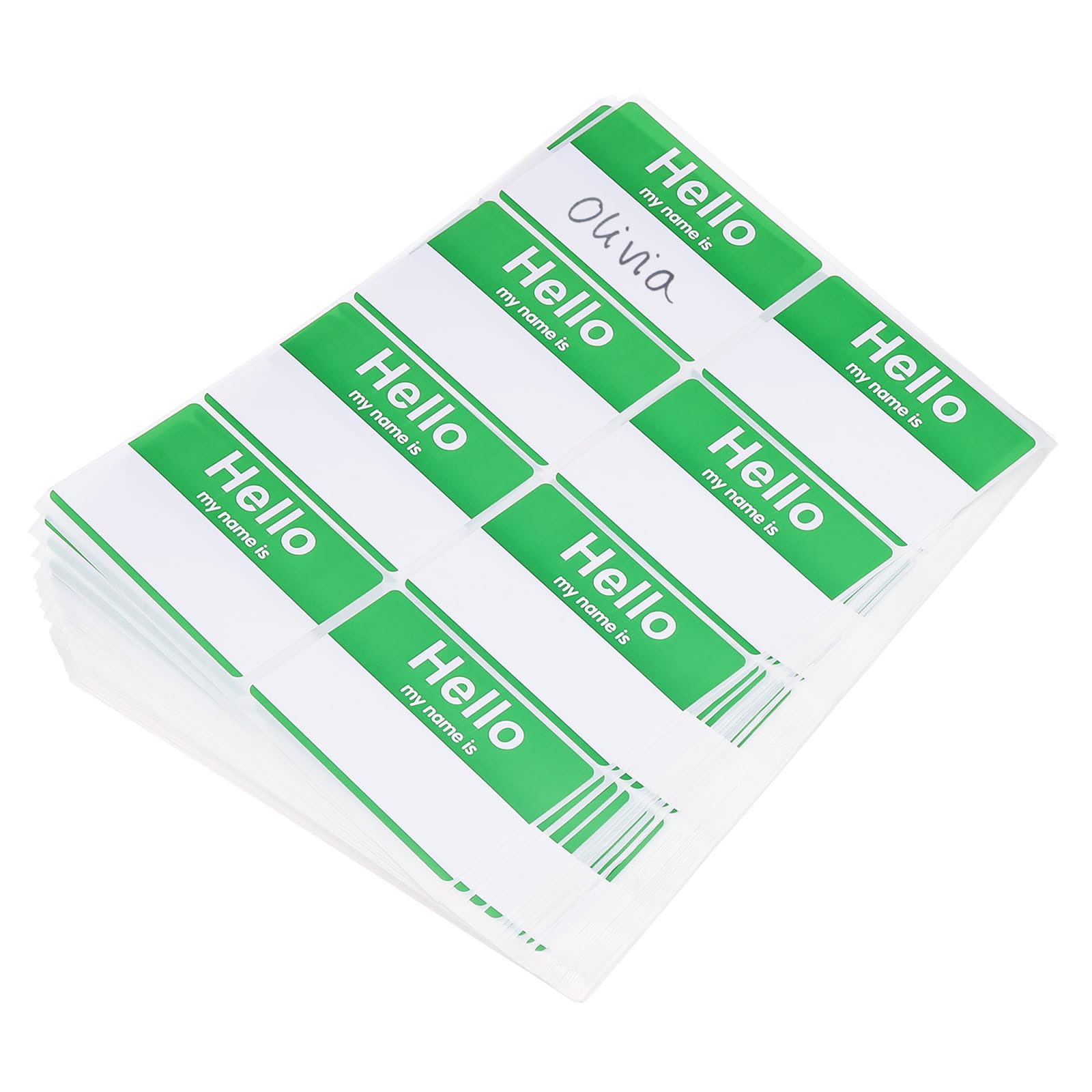 PATIKIL Name Tag Stickers, 480 Pcs Hi My Name is Stickers Removable Labels for Clothes Daycare Classroom Office Meeting Green