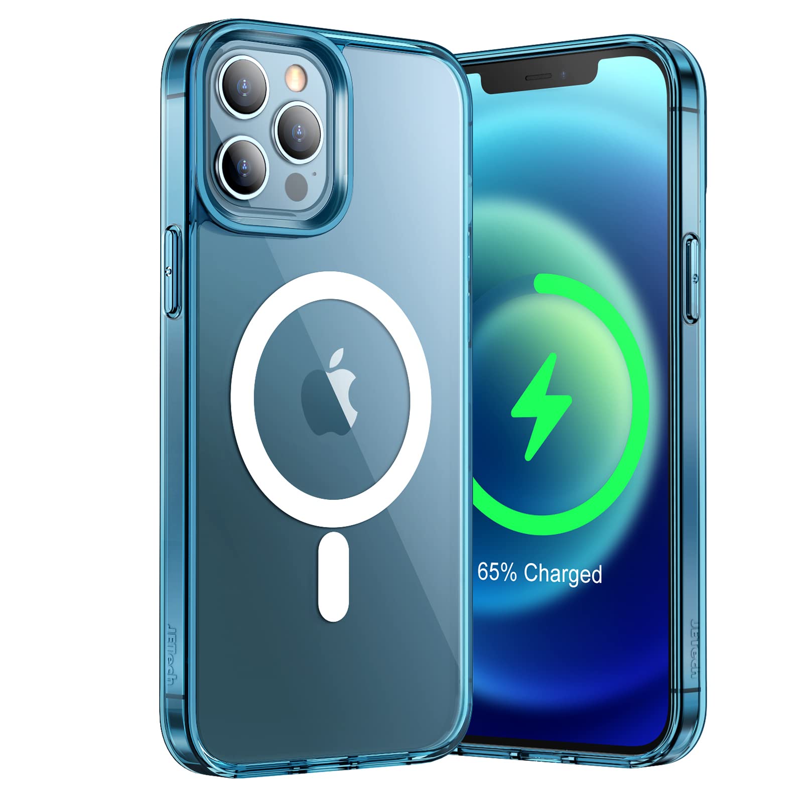 JETechMagnetic Case for iPhone 12/12 Pro 6.1-Inch Compatible with MagSafe Wireless Charging, Shockproof Phone Bumper Cover, Anti-Scratch Clear Back (Navy)