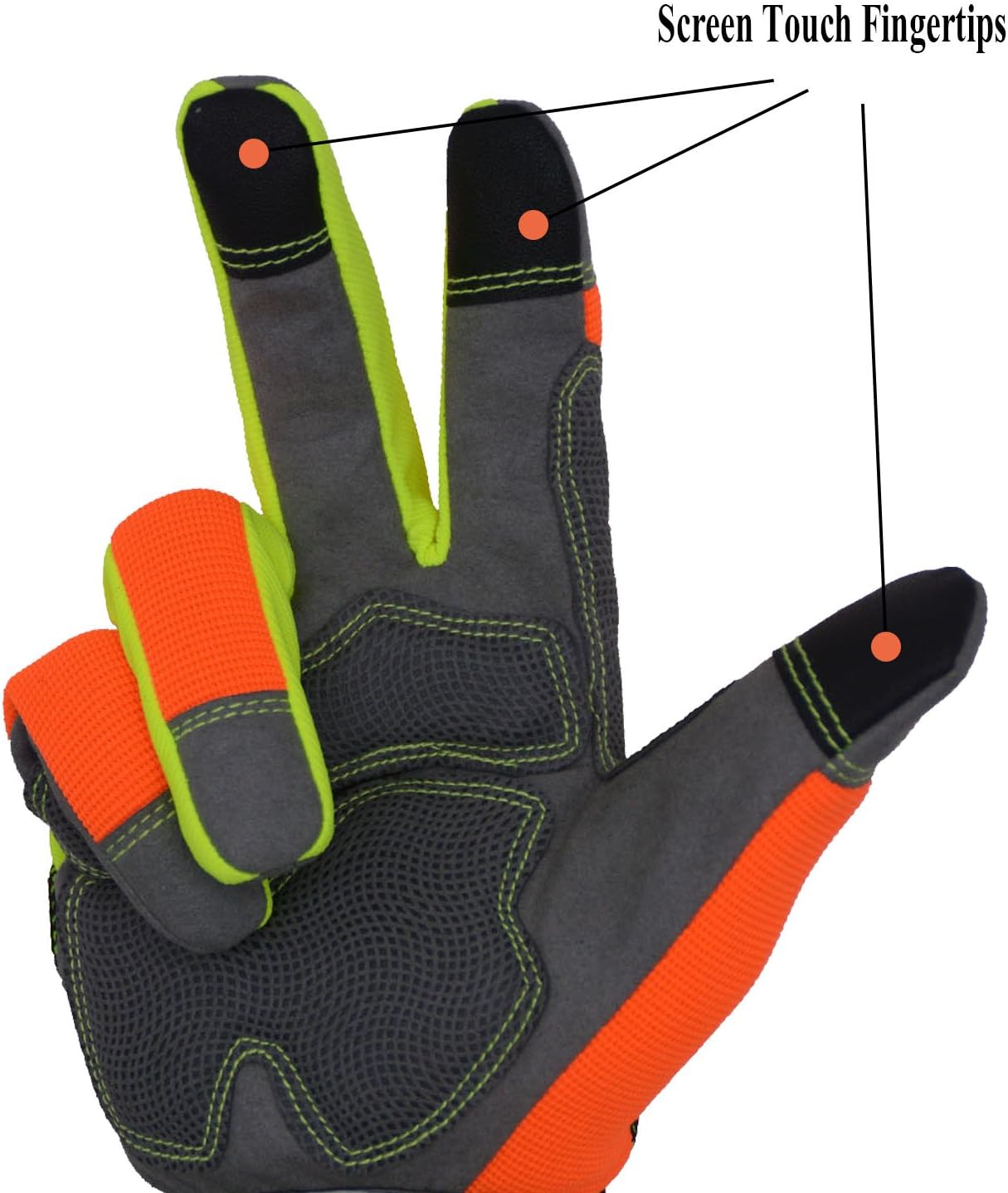 HANDLANDY Hi-vis Reflective Work Gloves Bulk, Pack of 10 Pairs Touch Screen Anti Vibration Safety Working Gloves