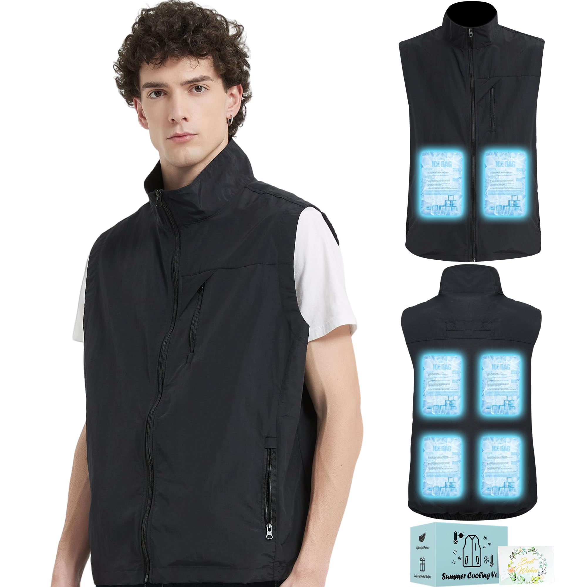 Chaleco de refrigeración con 2 ventiladores, chaleco de aire acondicionado de 21 V para hombre y mujer, con batería de 20000 mAh