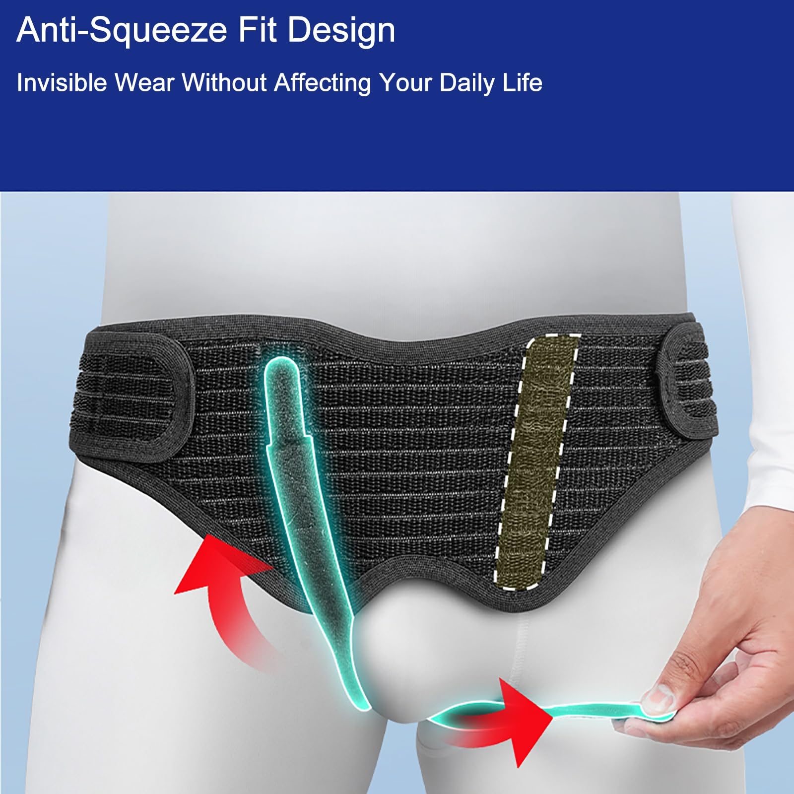 Hernia Belts for Men, Inguinal Hernia Support Belt for Men & Women - Bilateral/Double Inguinal with 4 Removable Compression Pads, Adjustable Waist Strap(Medium)