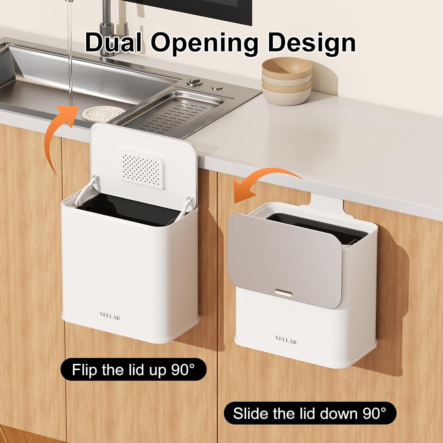 Hanging Trash Can for Countertop or Under Sink 1.6 Gallon Small Trash Can