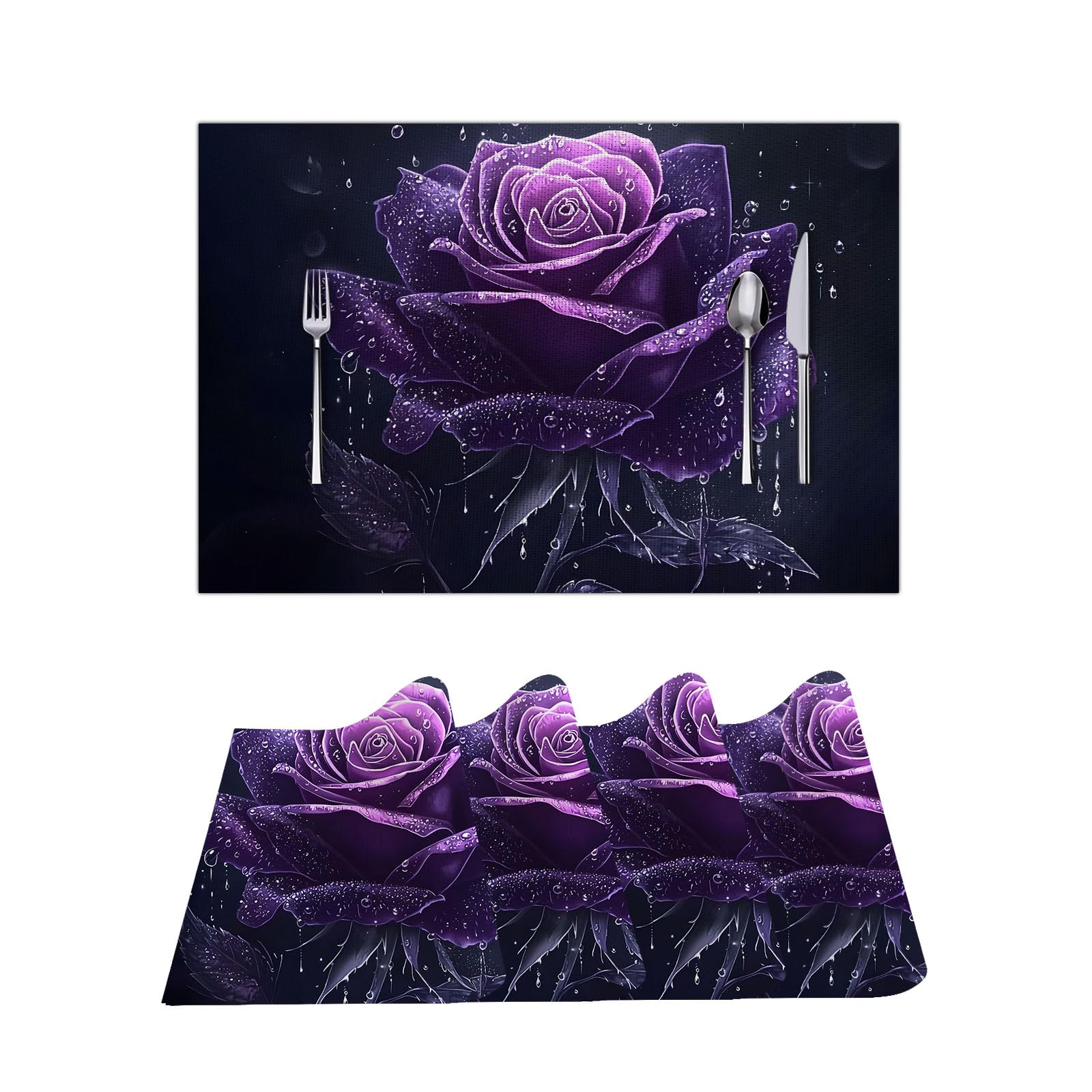 FXIANGWL Placemats Set of 4, Slip Place Mats for Dining Table, Fall PVC Table Placemats Washable and Heat Resistant, Modern Table Mats for Kitchen,